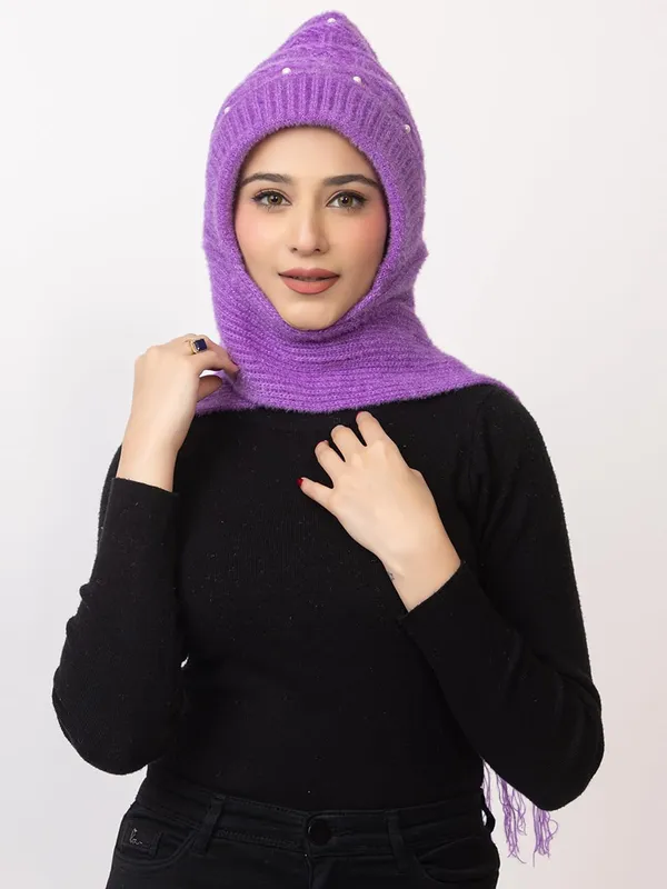 Women_S_Knitted_Beanie_Cap_With_Attached_Scarf