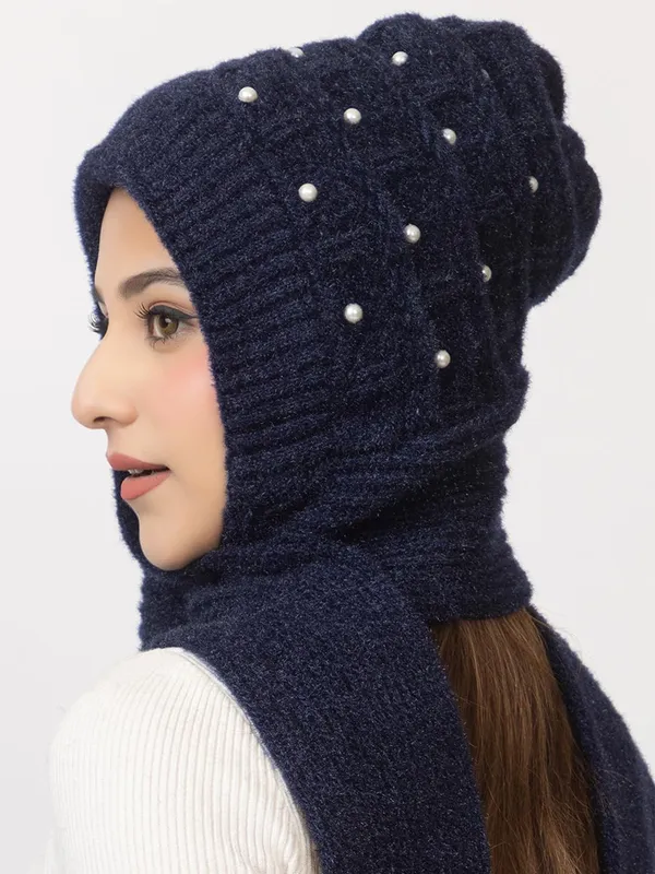 Women_S_Knitted_Beanie_Cap_With_Attached_Scarf
