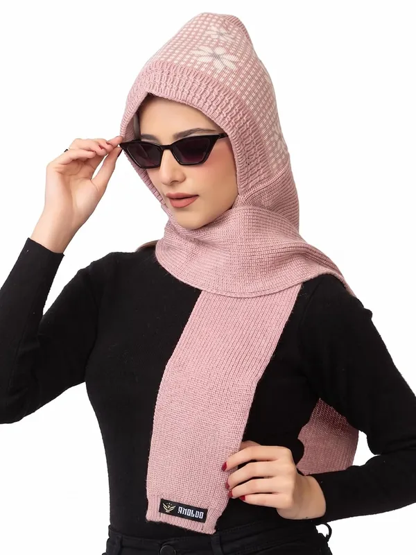 Women_S_Knitted_Beanie_Cap_With_Attached_Scarf