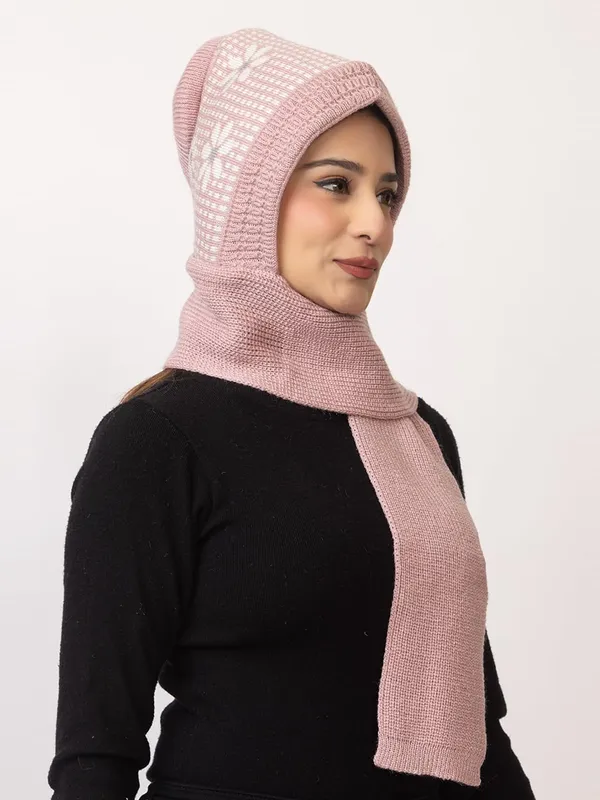 Women_S_Knitted_Beanie_Cap_With_Attached_Scarf