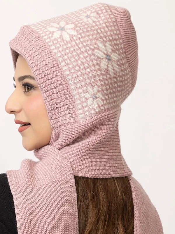 Women_S_Knitted_Beanie_Cap_With_Attached_Scarf