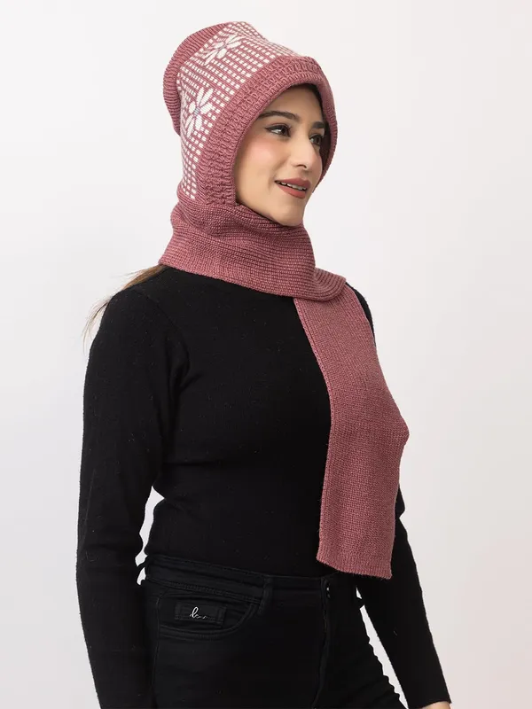 Women_S_Knitted_Beanie_Cap_With_Attached_Scarf