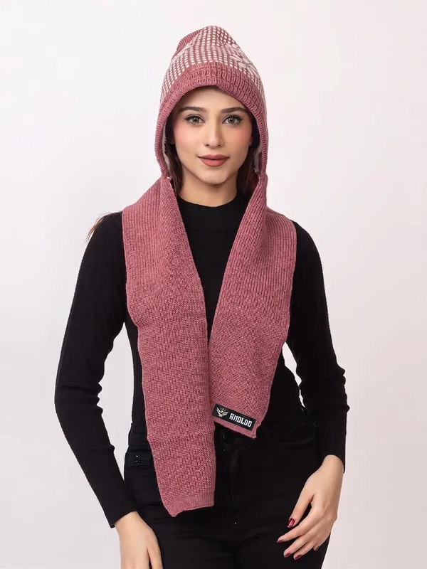 Women_S_Knitted_Beanie_Cap_With_Attached_Scarf