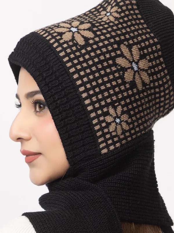 Women_S_Knitted_Beanie_Cap_With_Attached_Scarf
