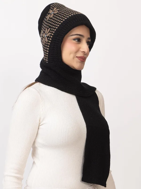 Women_S_Knitted_Beanie_Cap_With_Attached_Scarf