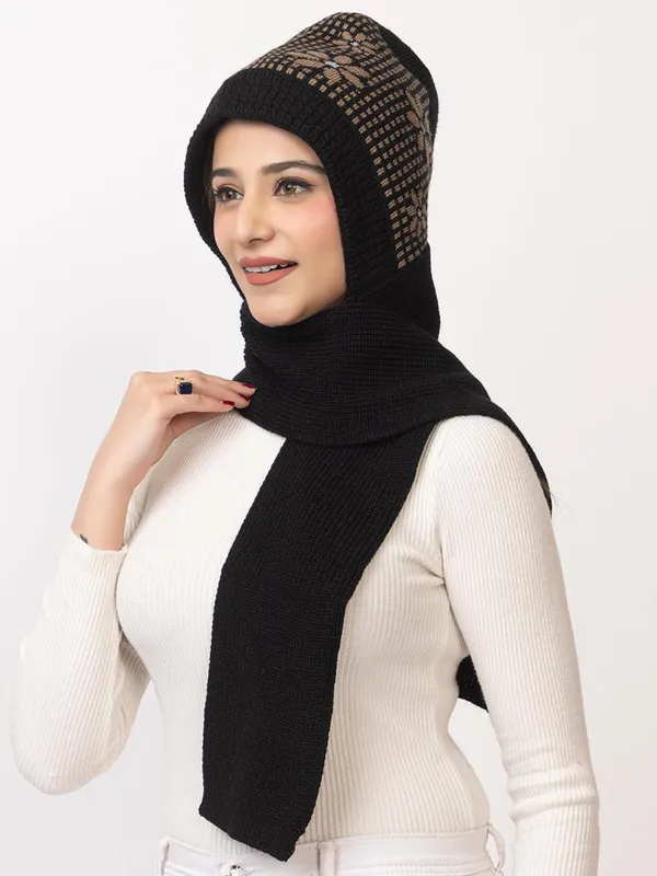 Women_S_Knitted_Beanie_Cap_With_Attached_Scarf