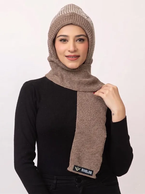 Women_S_Knitted_Beanie_Cap_With_Attached_Scarf