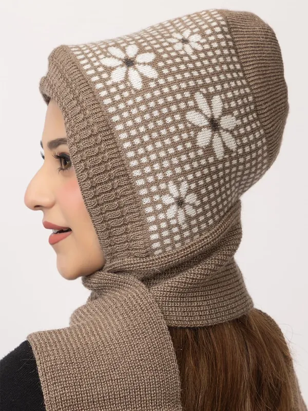 Women_S_Knitted_Beanie_Cap_With_Attached_Scarf