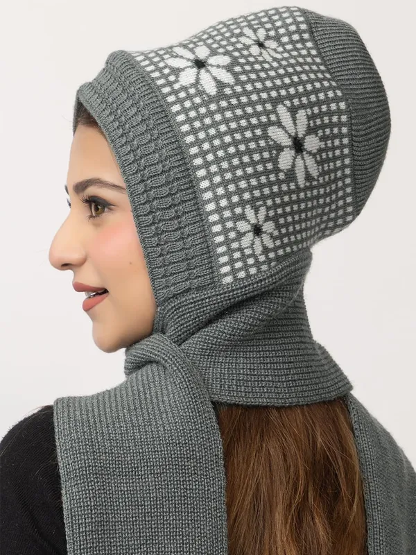 Women_S_Knitted_Beanie_Cap_With_Attached_Scarf