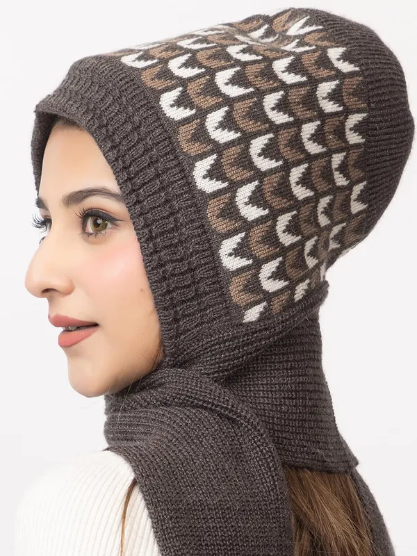 Women_S_Knitted_Beanie_Cap_With_Attached_Scarf