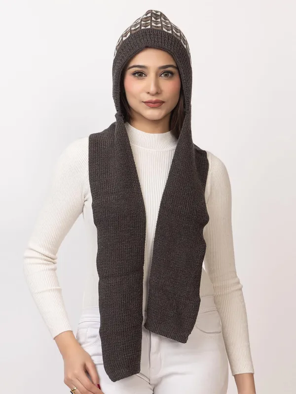 Women_S_Knitted_Beanie_Cap_With_Attached_Scarf
