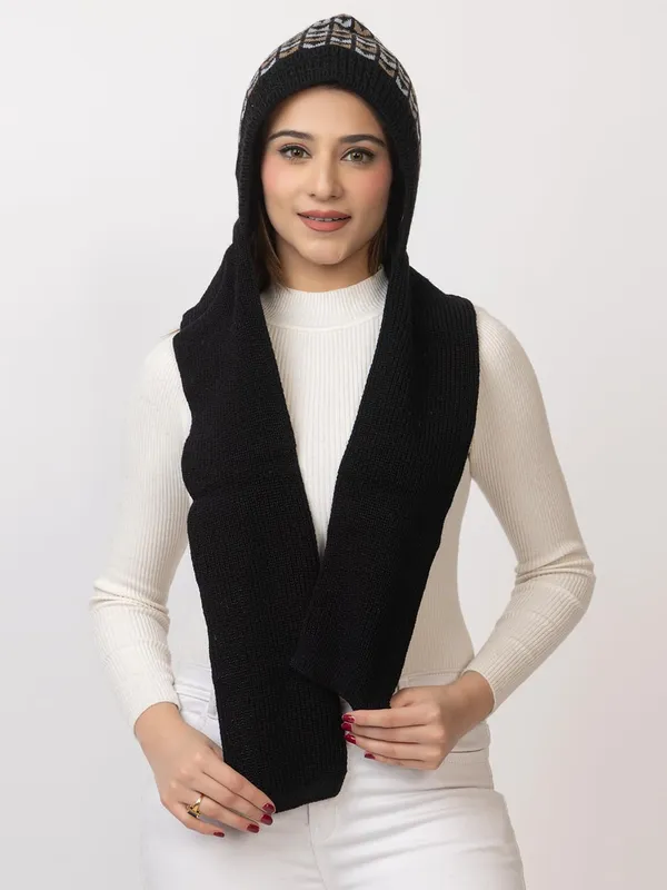 Women_S_Knitted_Beanie_Cap_With_Attached_Scarf