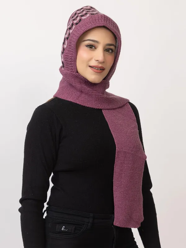 Women_S_Knitted_Beanie_Cap_With_Attached_Scarf