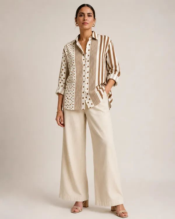Mocha_Polka_Linen_Blend_Shirt