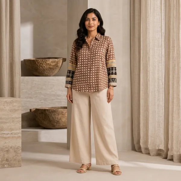Mocha_Polka_Linen_Blend_Shirt