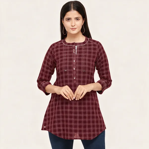 Maroon_Rayon_Tunics_For_Women