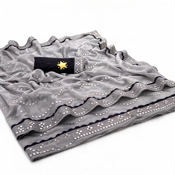 Grey_Sequence_Work_Party_Wear_Women_Georgette_Saree