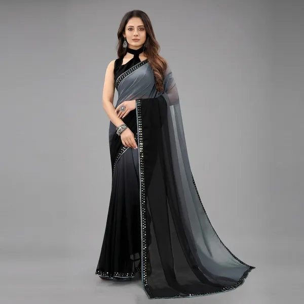 Grey_And_Black_Party_Wear_Georgette_Saree