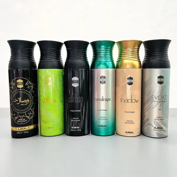 Ajmal_Mizyaan_Shadow_Wisal_Layl_Raindrops_Carbon_Evoke_Silver_Deo_Set_6X200Ml