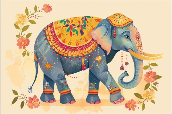 Black_Framed_Floral_Elephant_Wall_Art