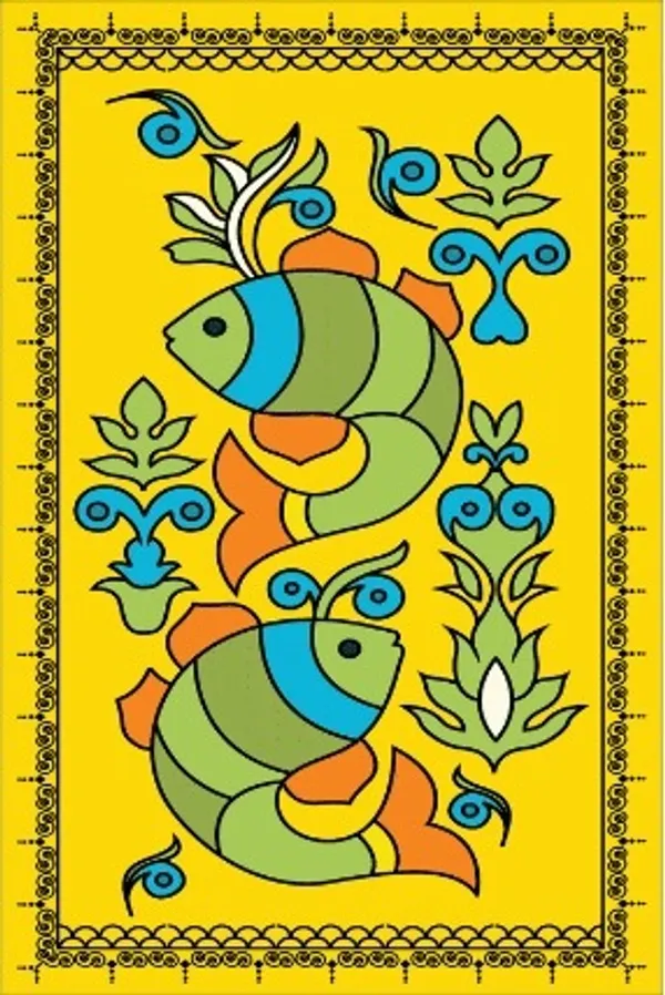 Folk_Fish_Floral_Print_Framed_Wall_Decor