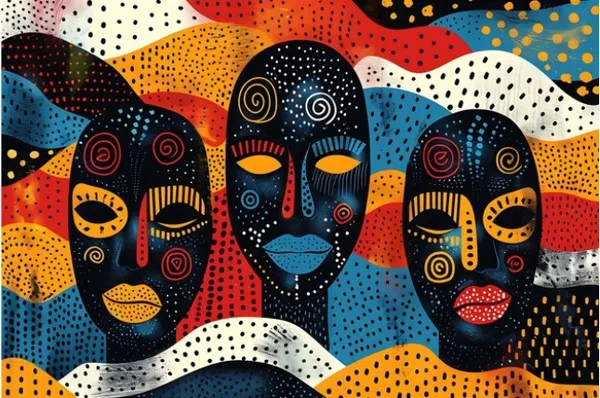 Black_Framed_Abstract_Multicolor_Face_Print_Wall_Art