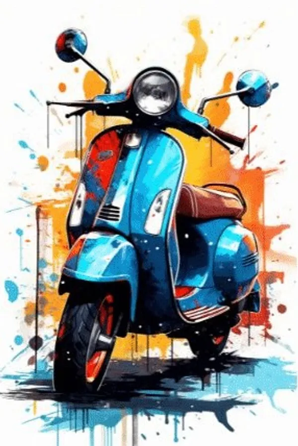 Framed_Colorful_Scooter_Art_Wall_Poster