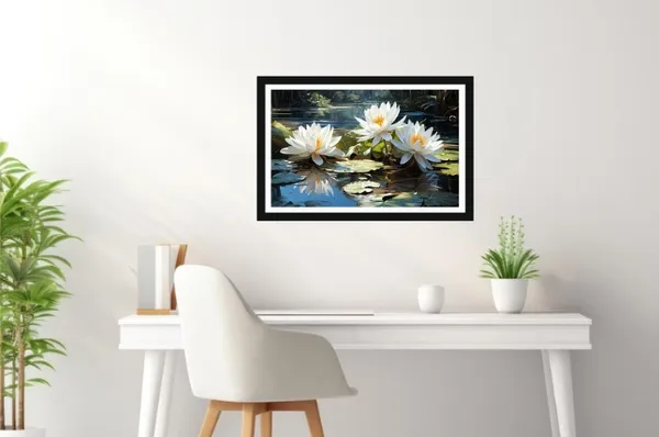 Framed_Floral_Lotus_Pond_Wall_Art