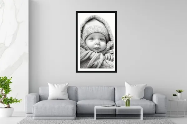 Black_Framed_Black_And_White_Baby_Portrait_Wall_Art
