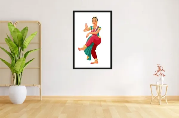 Black_Frame_Indian_Classical_Dancer_Illustration_Wall_Art