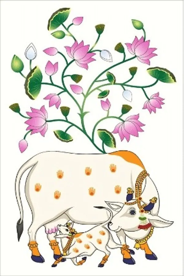 Framed_Traditional_Cow_Lotus_Wall_Art