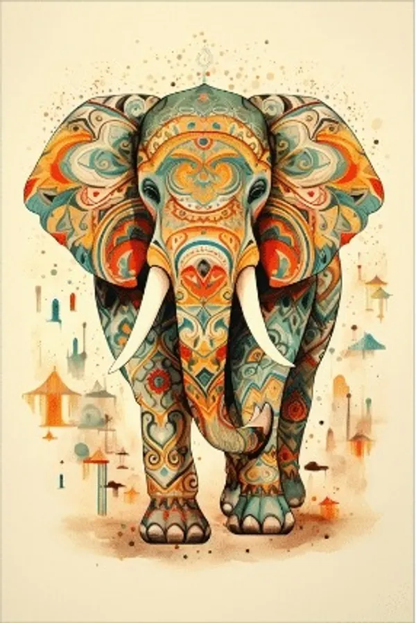 Multicolour_Elephant_Art_Print_Framed_Wall_Decor