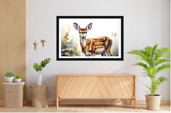 Black_Framed_Wildlife_Deer_Print_Wall_Art