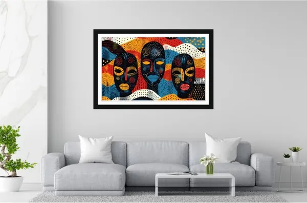 Black_Framed_Abstract_Multicolor_Face_Print_Wall_Art