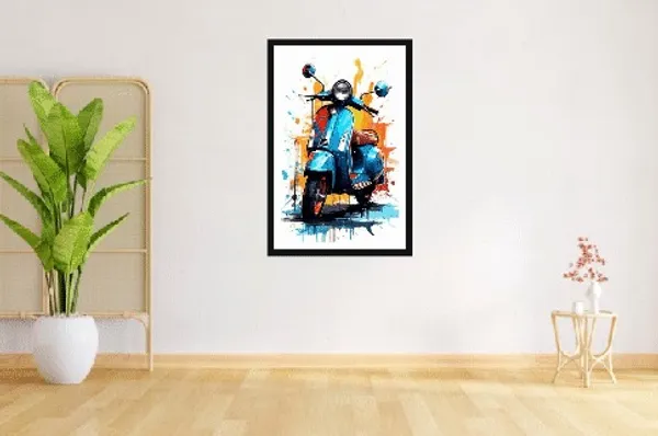 Framed_Colorful_Scooter_Art_Wall_Poster