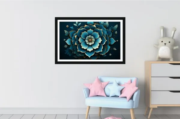 Framed_Blue_Floral_Wall_Art
