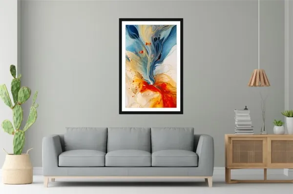 Abstract_Blue_Orange_Pattern_Wall_Art_Frame