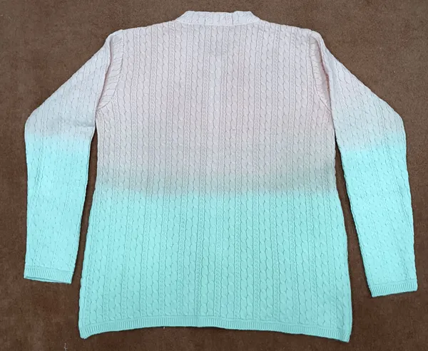 Peach_Green_Acrylic_Gradient_Colour_Block_Cardigan_For_Women