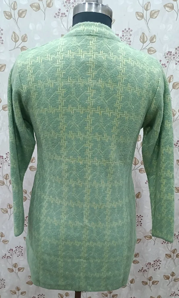 Green_Acrylic_Longline_Button_Front_Cardigan_For_Women