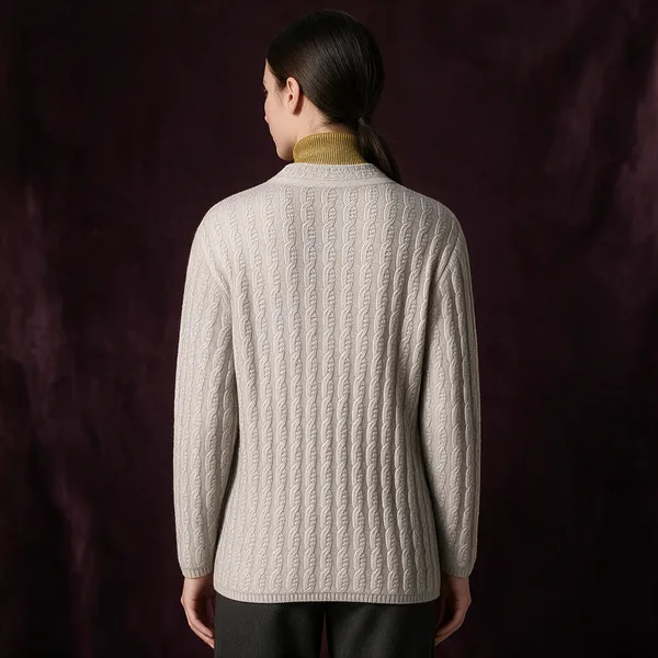 Skin_Acrylic_Cable_Knit_V_Neck_Cardigan_For_Women