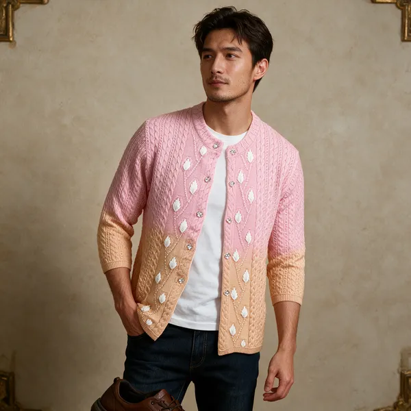 Pink_Mustard_Acrylic_Gradient_Embellished_Cardigan_For_Women