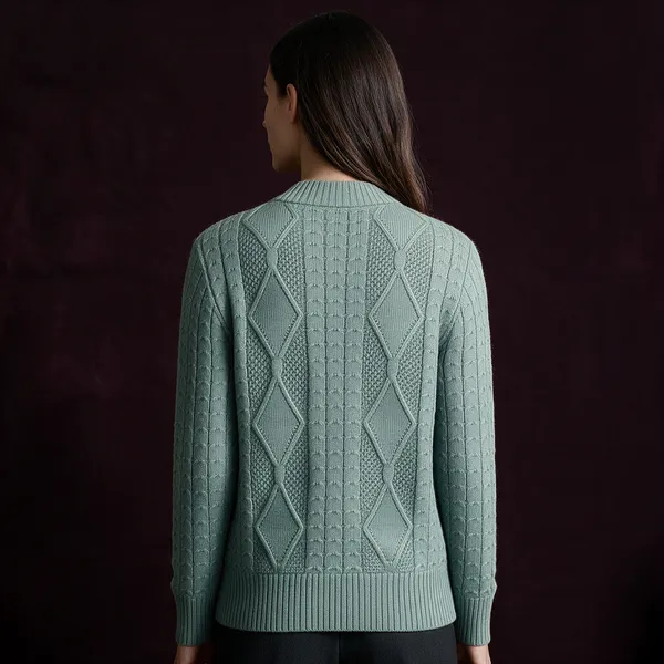 Olive_Acrylic_Cable_Knit_Button_Down_Cardigan_For_Women