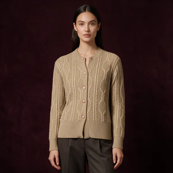 Almond_Acrylic_Cable_Knit_Button_Front_Cardigan_For_Women
