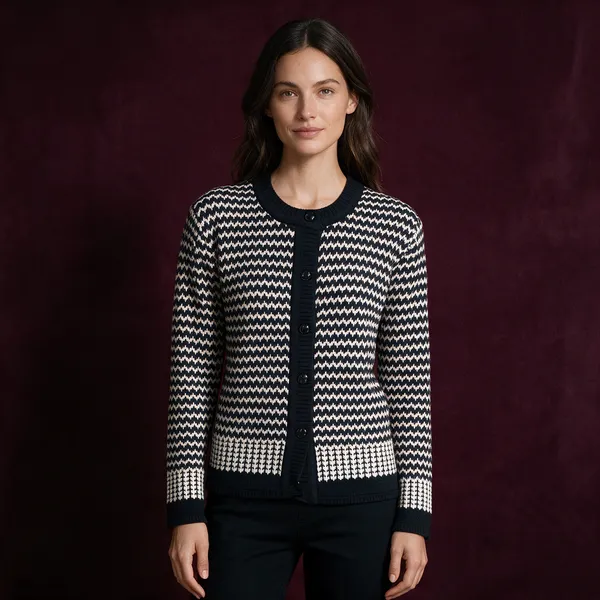 Black_Acrylic_Geometric_Knit_Crop_Cardigan_For_Women