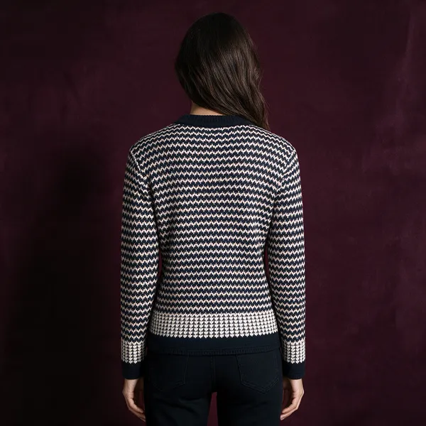 Black_Acrylic_Geometric_Knit_Crop_Cardigan_For_Women