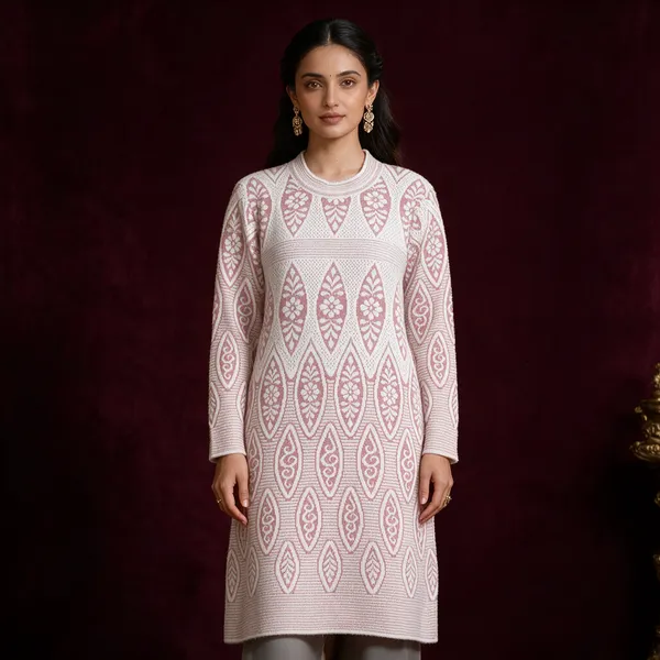 Pink_Acrylic_Geometric_Knit_Tunic_For_Women