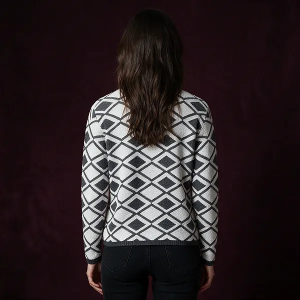 Grey_Acrylic_Diamond_Pattern_High_Neck_Top_For_Women