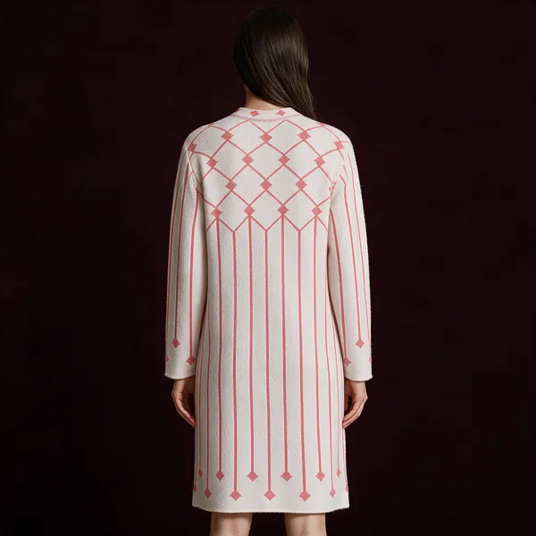Peach_Acrylic_Diamond_Pattern_Knit_Tunic_For_Women