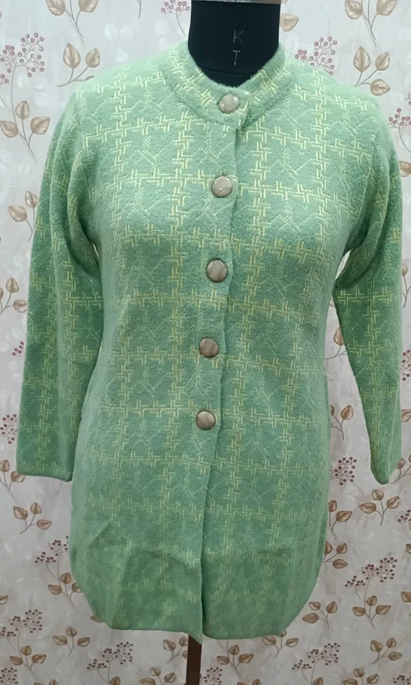 Green_Acrylic_Longline_Button_Front_Cardigan_For_Women