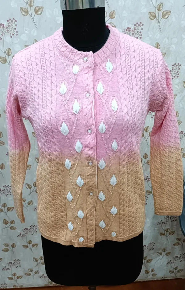 Pink_Mustard_Acrylic_Gradient_Embellished_Cardigan_For_Women